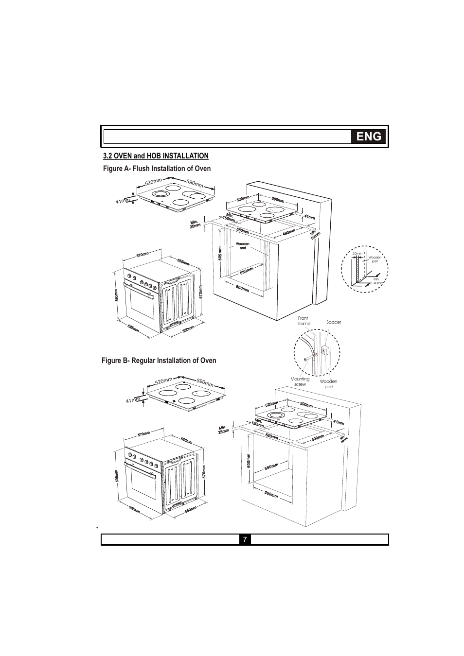 Figure b- regular installation of oven | Candy PVU 647 X User Manual | Page 9 / 123