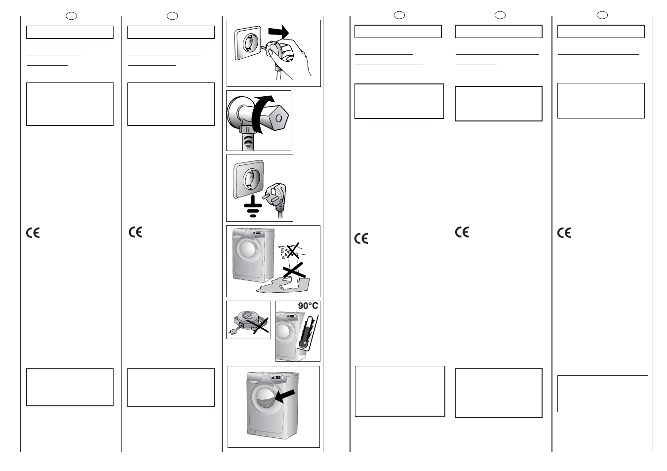 Prescrizioni di sicurezza, Mesures de securite, Sicherheits- vorschriften | Safety measures, Veiligheidsmaat- regelen | Candy CO 166F-14S User Manual | Page 6 / 41