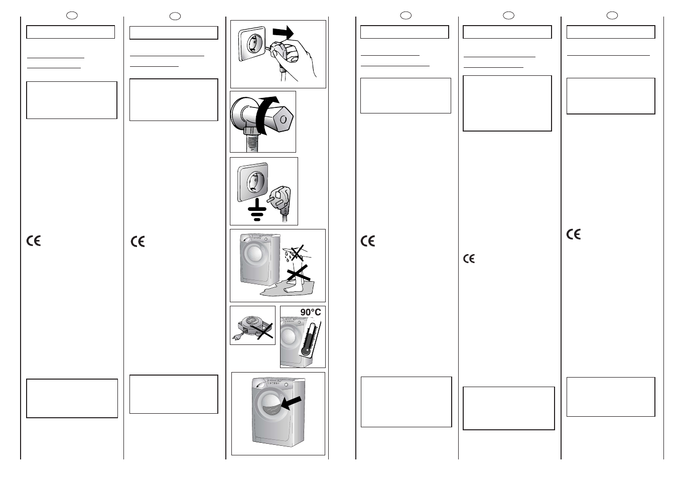 Prescrizioni di sicurezza, Sicherheits- vorschriften, Safety measures | Normas de seguridad, Instruções de segurança | Candy GO 6120D-37 User Manual | Page 6 / 41