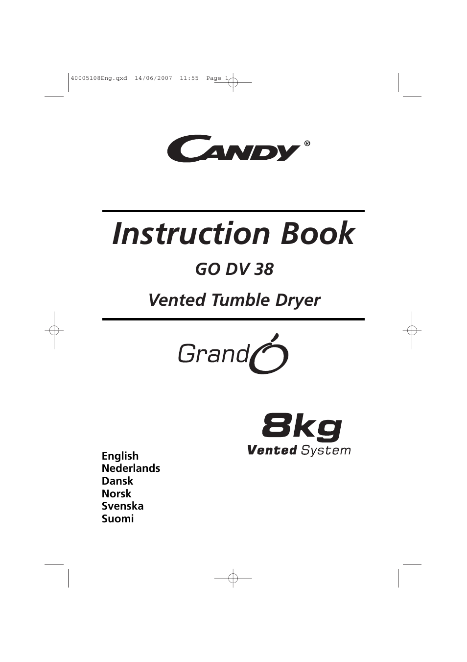 Candy GO DV38-14S User Manual | 98 pages