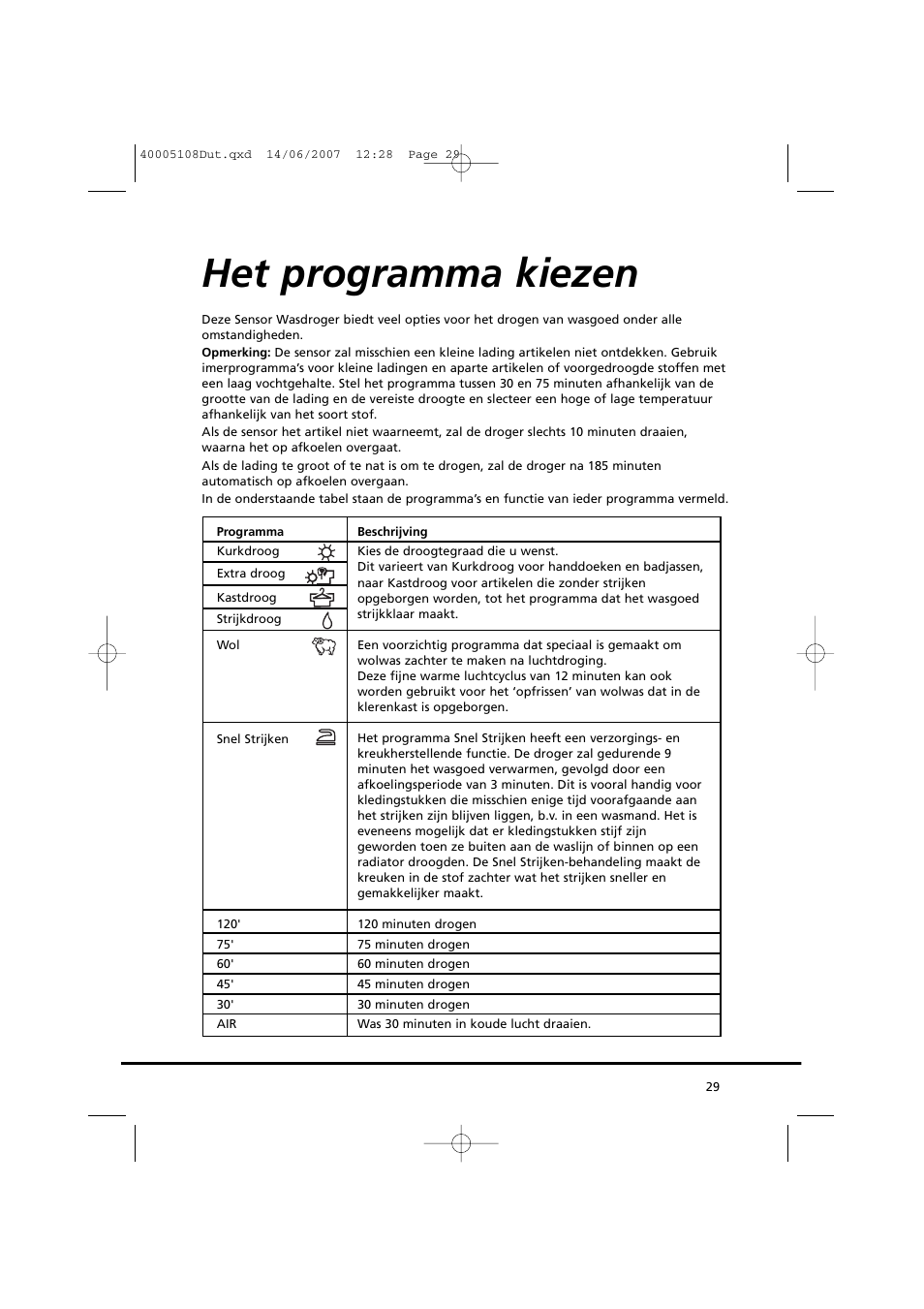 Het programma kiezen | Candy GO DV38-14S User Manual | Page 29 / 98