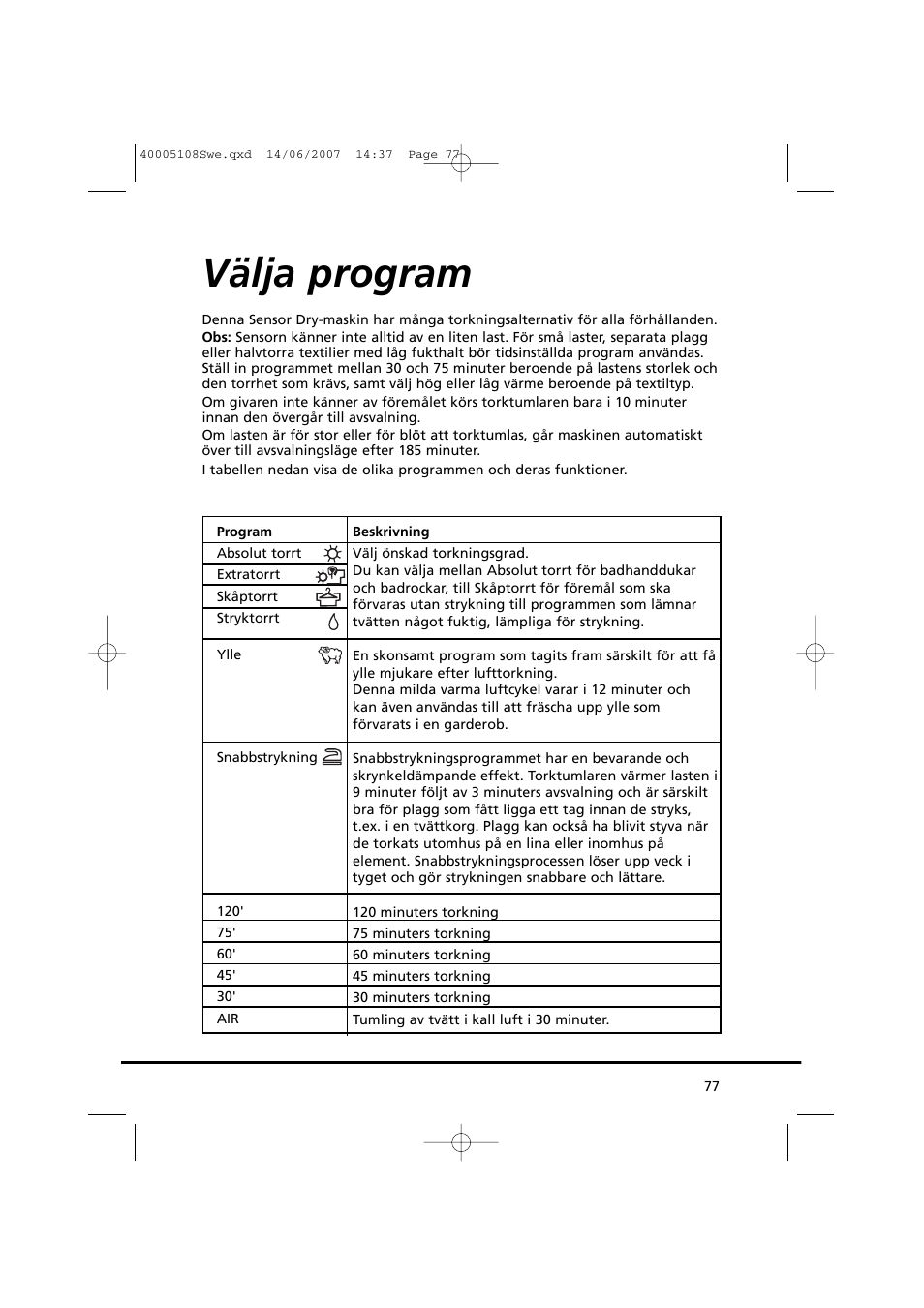 Välja program | Candy GO DV38-14S User Manual | Page 77 / 98