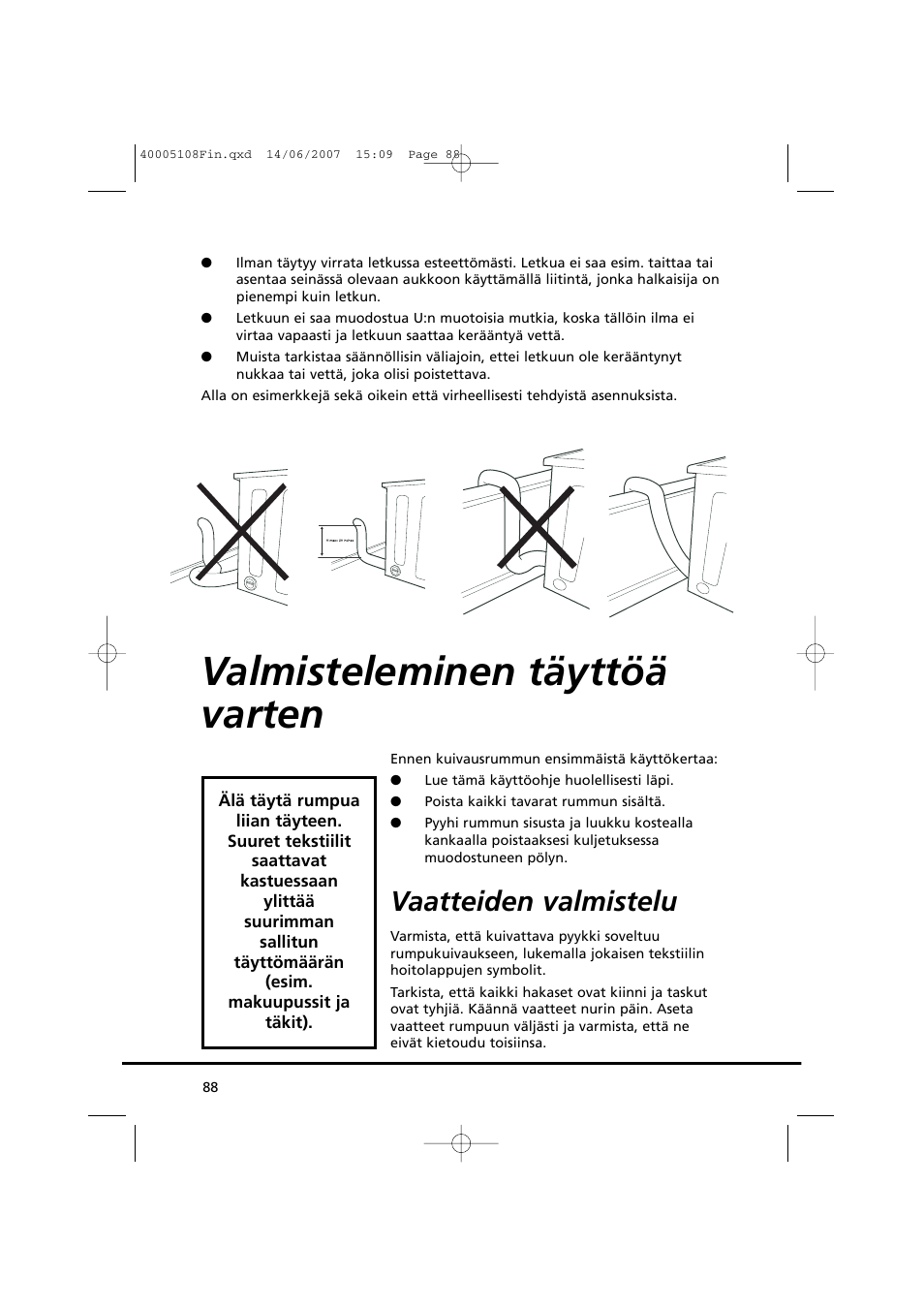 Valmisteleminen täyttöä varten, Vaatteiden valmistelu | Candy GO DV38-14S User Manual | Page 88 / 98