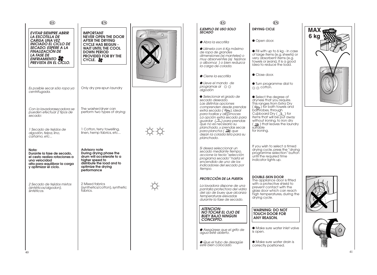 Max 6 kg | Candy GO W496D-12S User Manual | Page 21 / 29