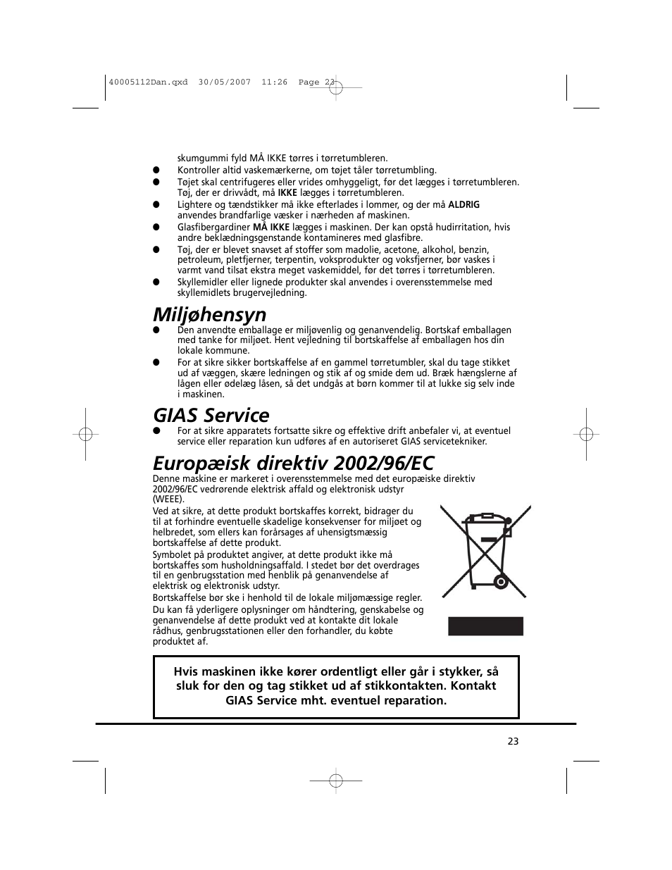 Miljøhensyn, Gias service | Candy GO DC 38T-86S User Manual | Page 23 / 92