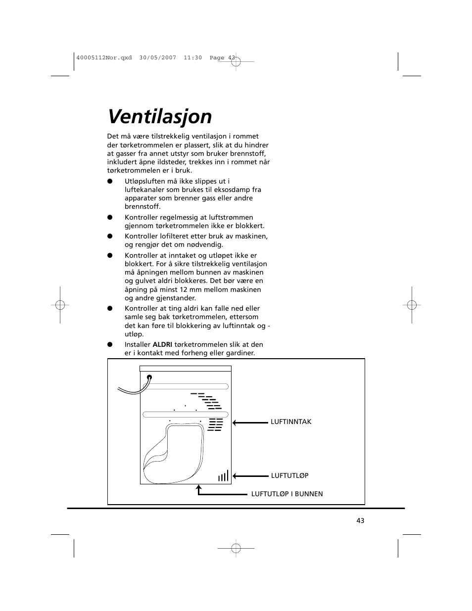 Ventilasjon | Candy GO DC 38T-86S User Manual | Page 43 / 92