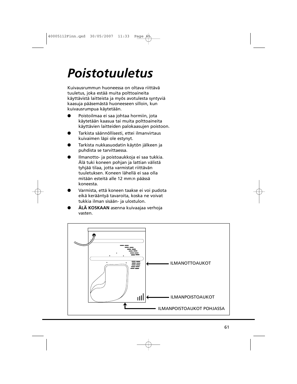 Poistotuuletus | Candy GO DC 38T-86S User Manual | Page 61 / 92