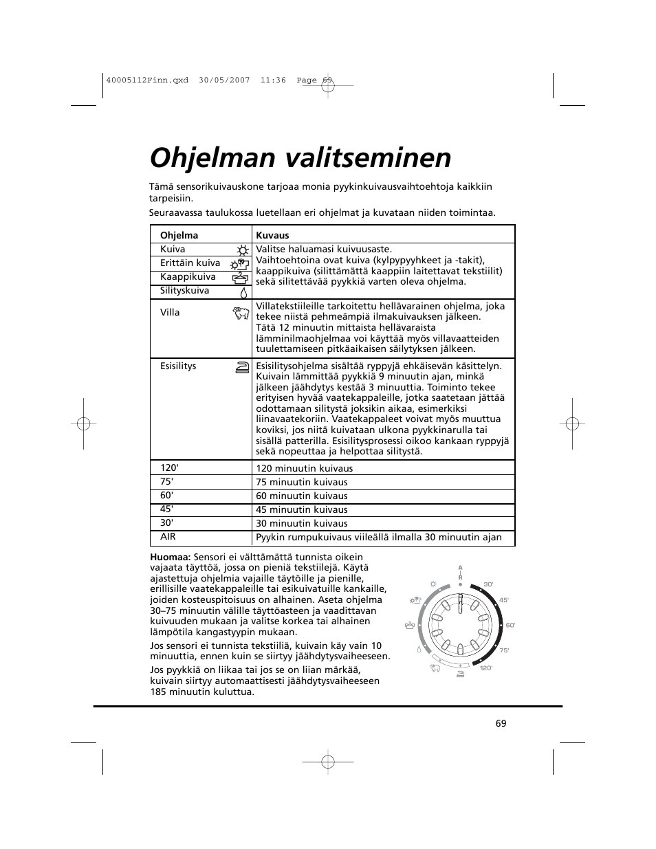 Ohjelman valitseminen | Candy GO DC 38T-86S User Manual | Page 69 / 92
