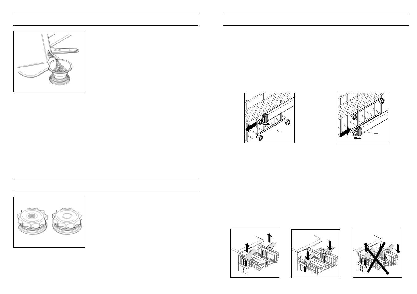 Chargement du sel, Indicateur de remplissage du sel, Réglage du panier supérieur | Candy CI 7950 BD User Manual | Page 68 / 77