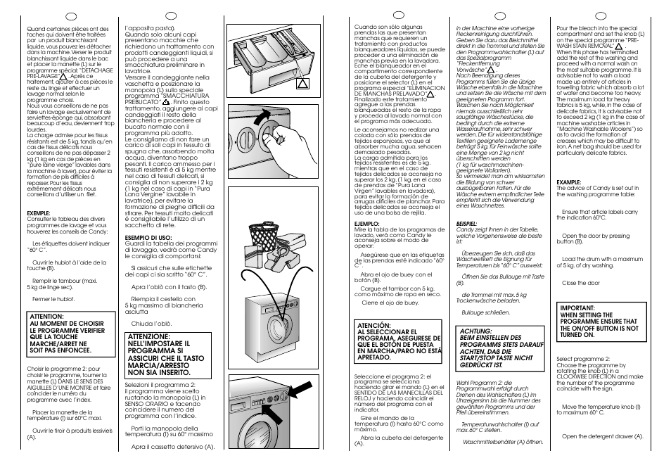 60° c 5 kg max | Candy ICL 60 T User Manual | Page 26 / 33