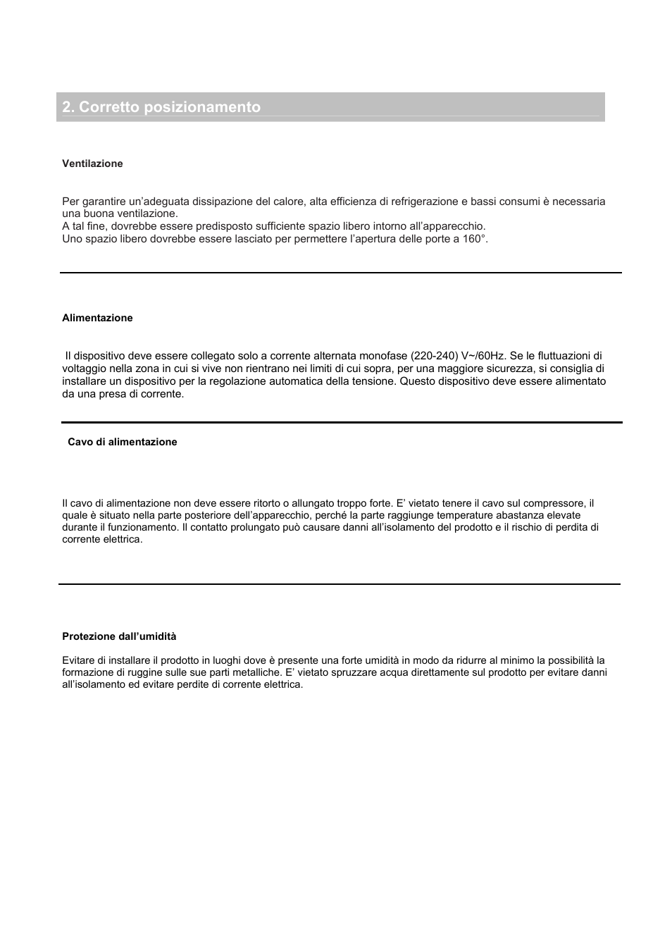 Mplasare corectă, Corretto posizionamento | Candy CFZE 5485 W User Manual | Page 10 / 87
