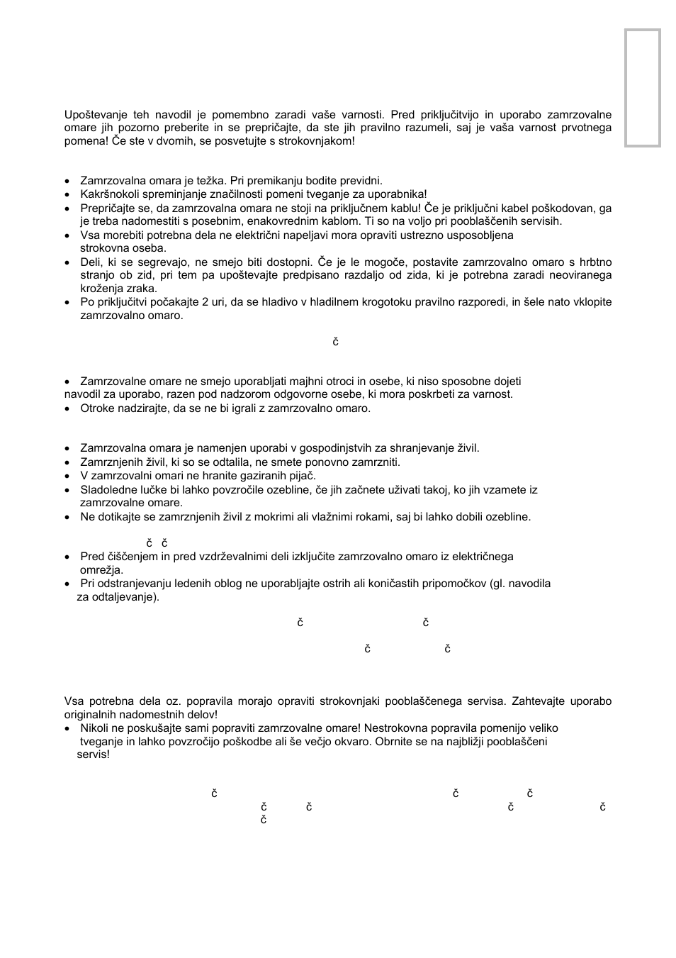 Sl o venian | Candy CFZE 5485 W User Manual | Page 85 / 87