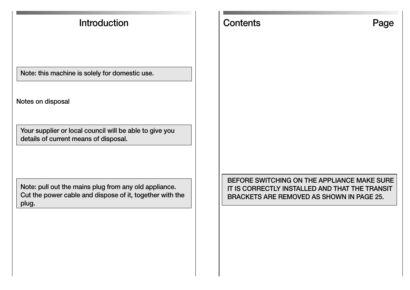 Contents page, Introduction | Candy LB DOUBLE QUICK 131 User Manual | Page 2 / 17