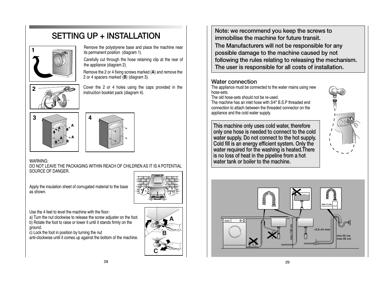 Setting up + installation | Candy GOF662S__L1-80 User Manual | Page 15 / 17