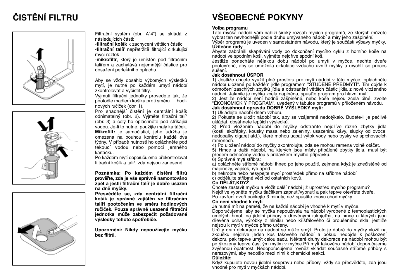 V·eobecné pokyny, Âistùní filtru | Candy LS CD 602 SX User Manual | Page 52 / 65