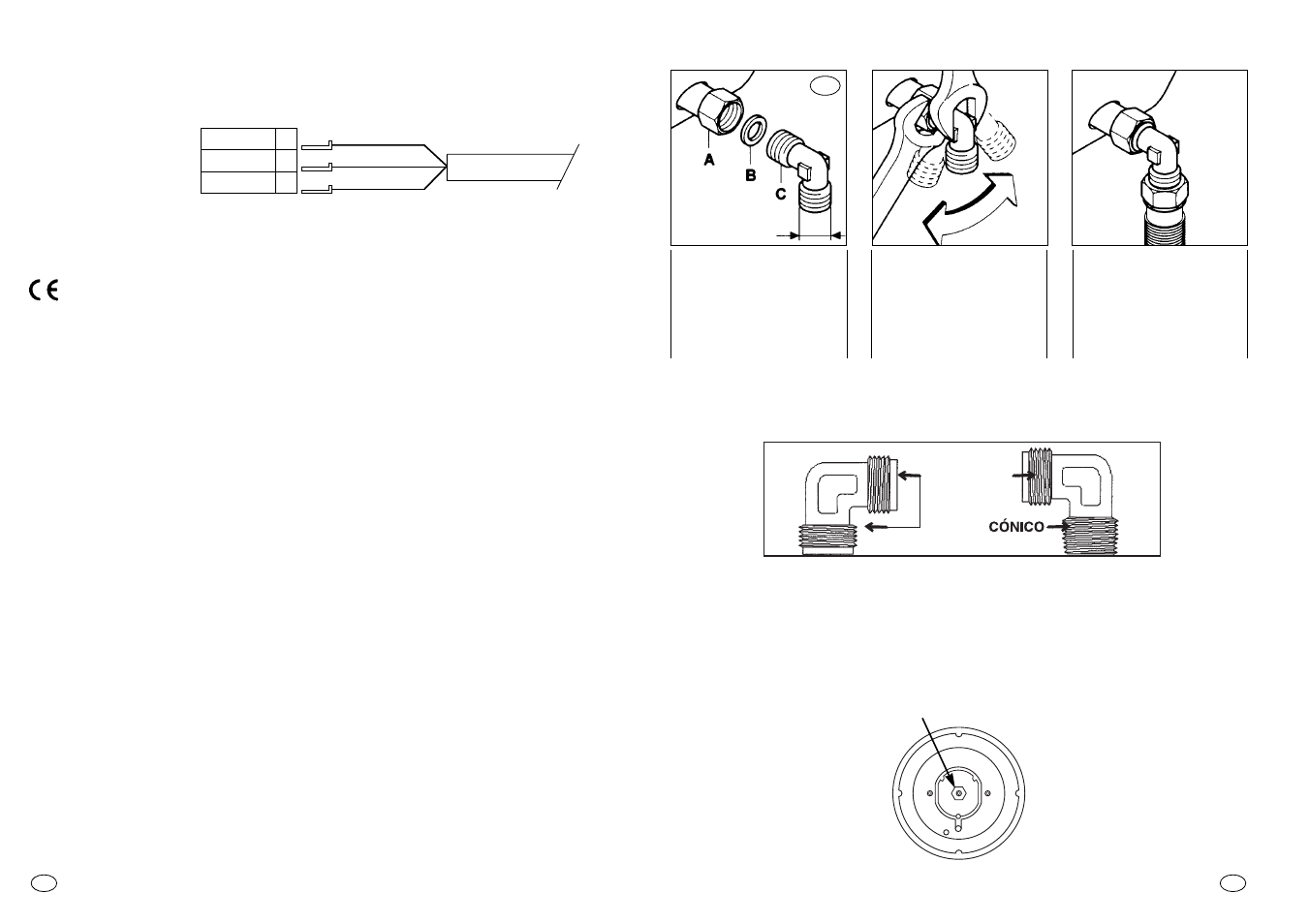 Adattamento ai diversi tipi di gas, Allacciamento alla rete gas | Candy PG46SQX User Manual | Page 4 / 33
