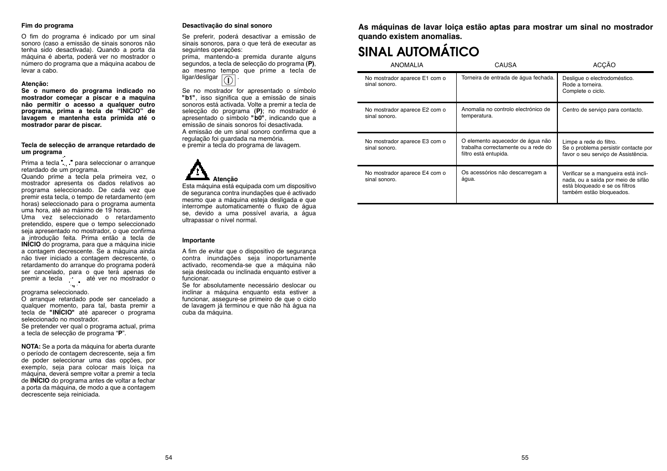 Sinal automático | Candy DFI 105 T User Manual | Page 28 / 49