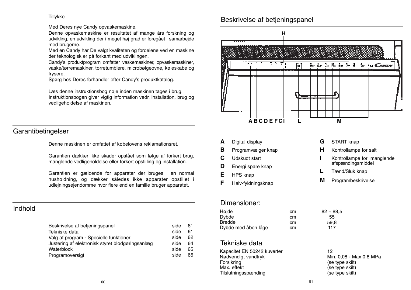 Garantibetingelser indhold | Candy DFI 105 T User Manual | Page 31 / 49