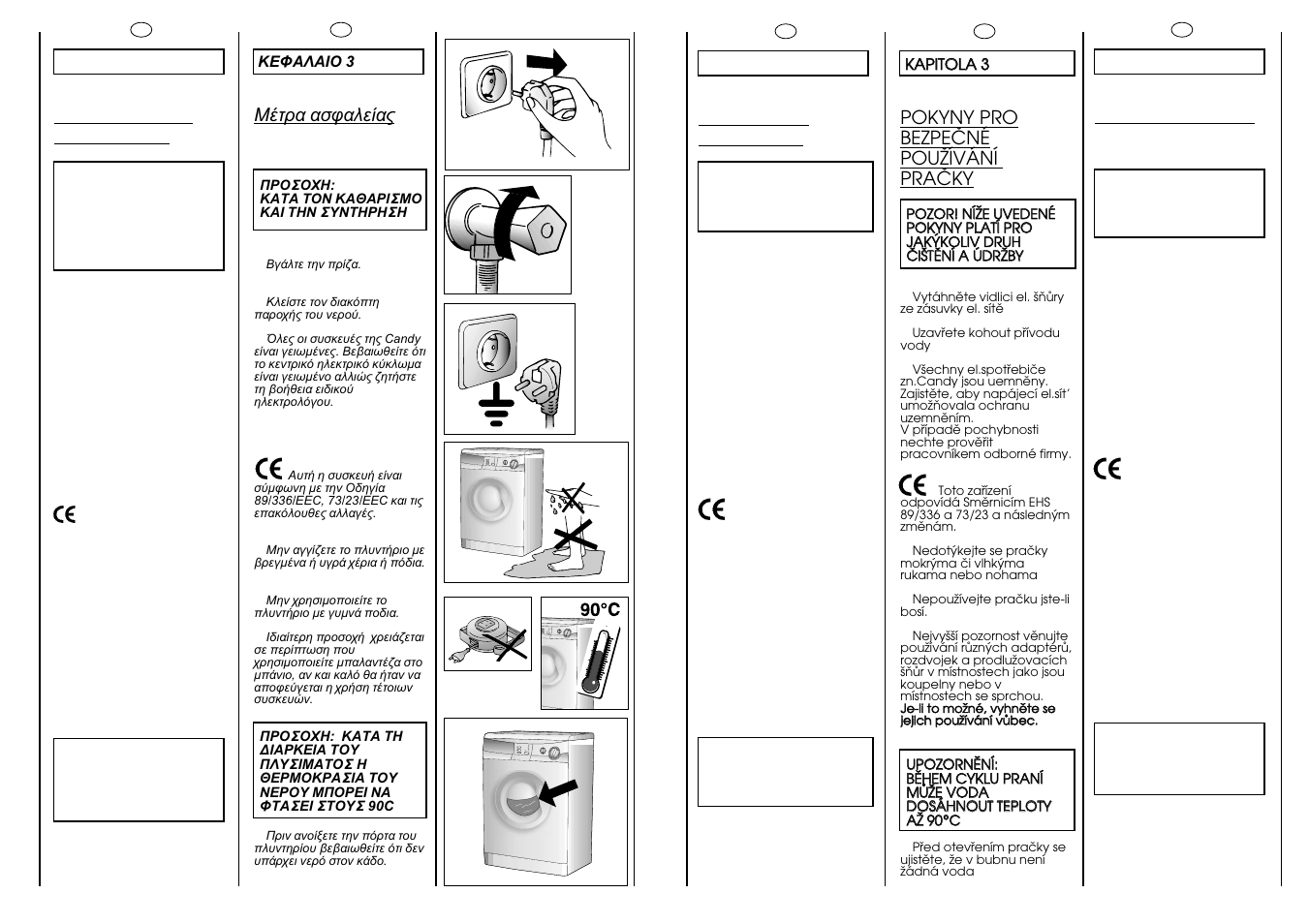 Safety measures, Pokyny pro bezpeöné pouïívání praöky, Normas de seguridad | Instruções de segurança | Candy LBCNL105-37S User Manual | Page 6 / 37