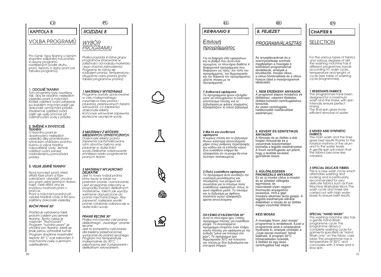 Programválasztás, Volba programå, Wyb ó r programu | Selection | Candy GO 127-18S User Manual | Page 26 / 41