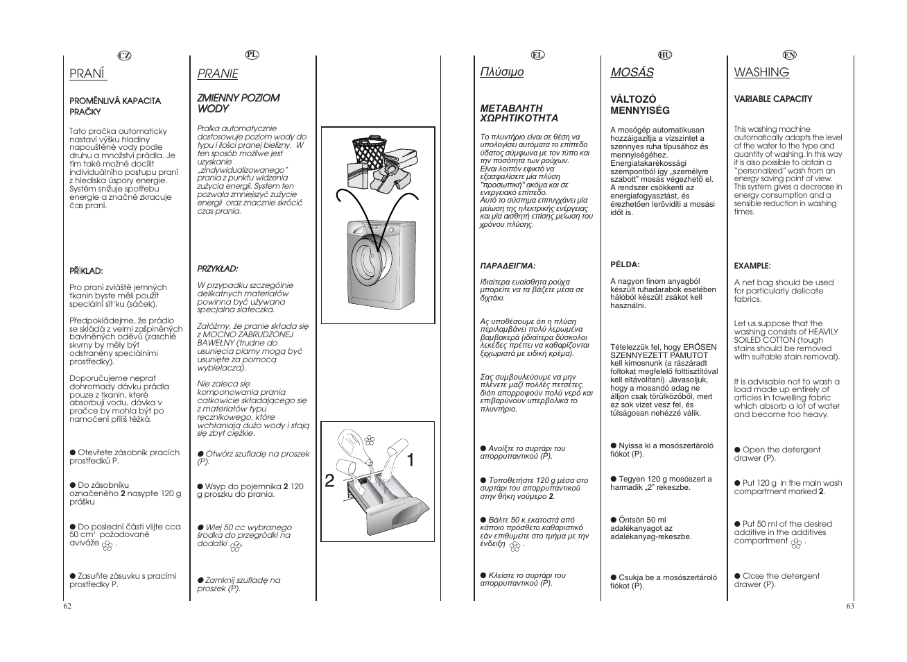 Mosás, Praní, Pranie | Washing | Candy GO 127-18S User Manual | Page 32 / 41