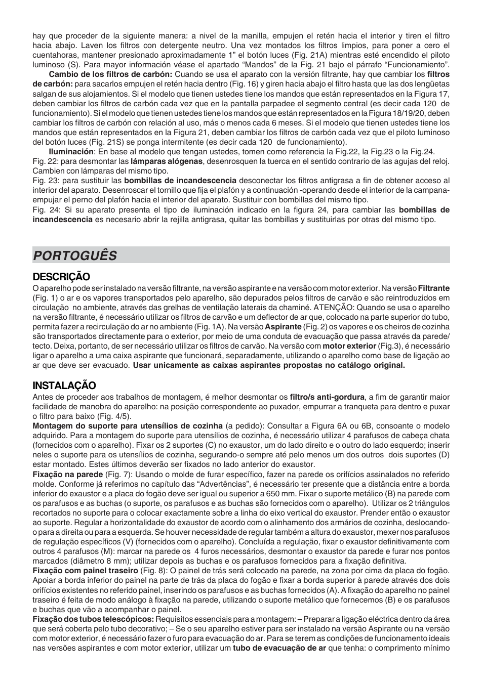 Portoguês | Candy CDH 90 X User Manual | Page 13 / 24