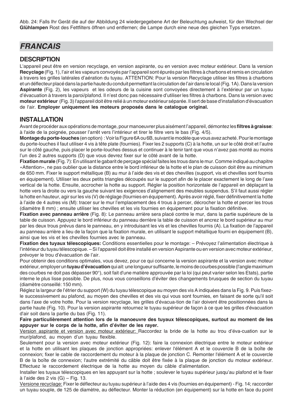 Francais | Candy CDH 90 X User Manual | Page 7 / 24