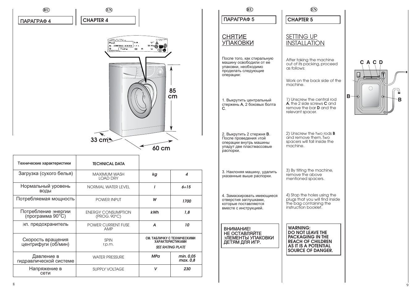 Candy CY21035-03S User Manual | Page 5 / 21