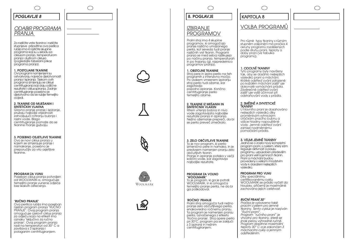 Selection, Selezione programmi, Volba programå | Odabir programa pranja, Izbiranje programov | Candy GO F106-16S User Manual | Page 24 / 41