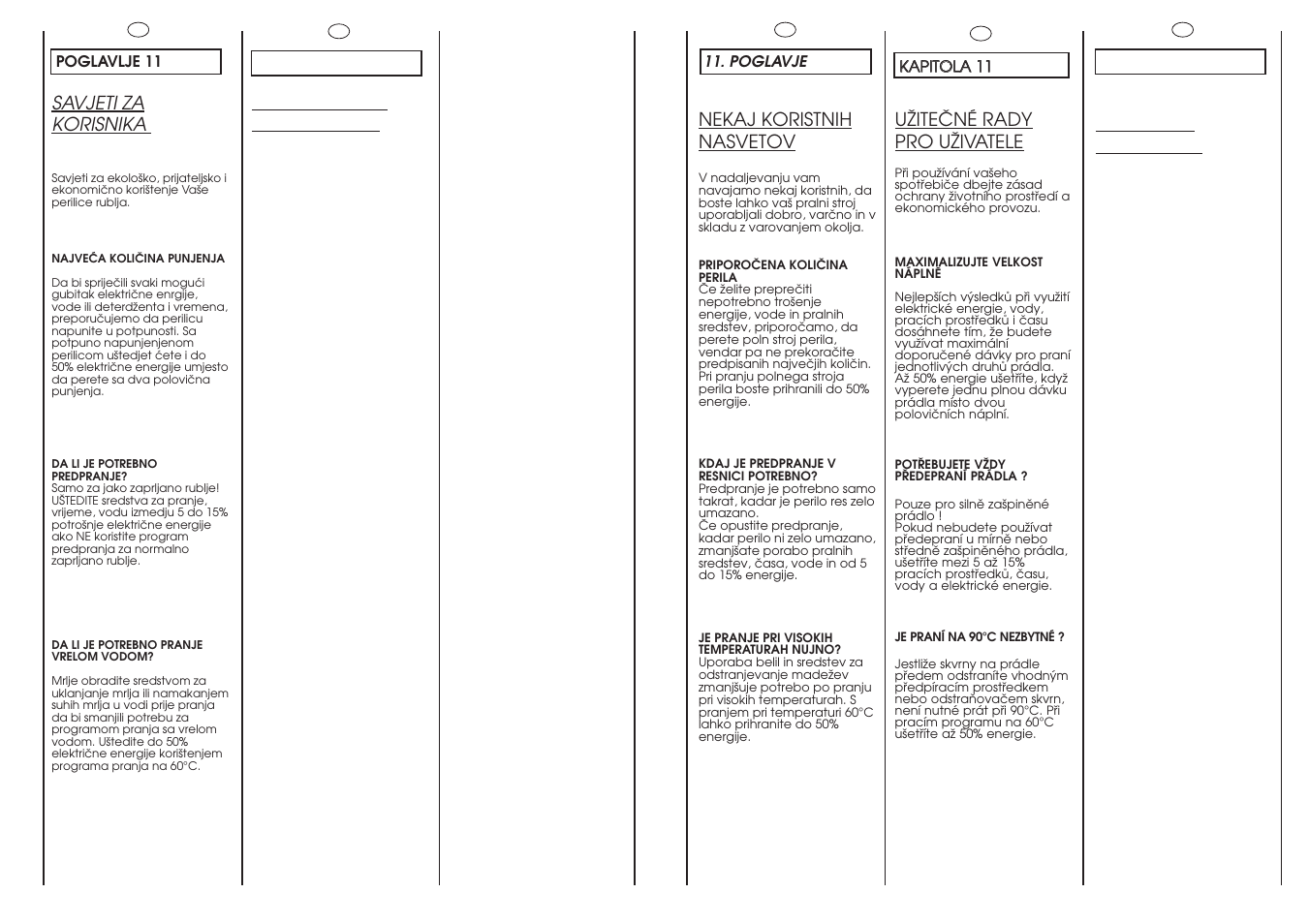 Customer awareness, Consigli utili per gli utenti, Uîiteâné rady pro uîivatele | Savjeti za korisnika, Nekaj koristnih nasvetov | Candy GO F106-16S User Manual | Page 30 / 41