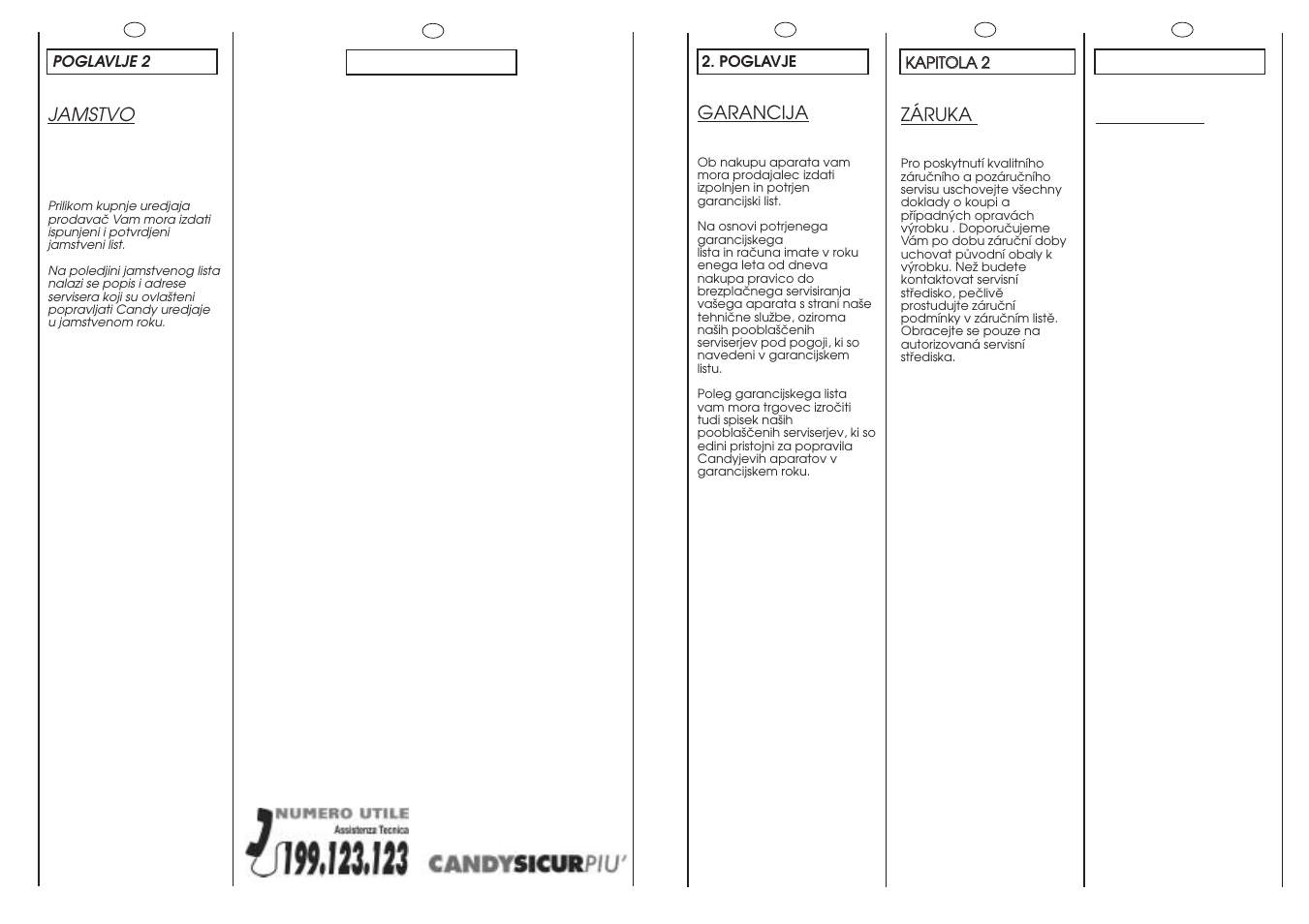 Servizio assistenza clienti | Candy GO F106-16S User Manual | Page 5 / 41