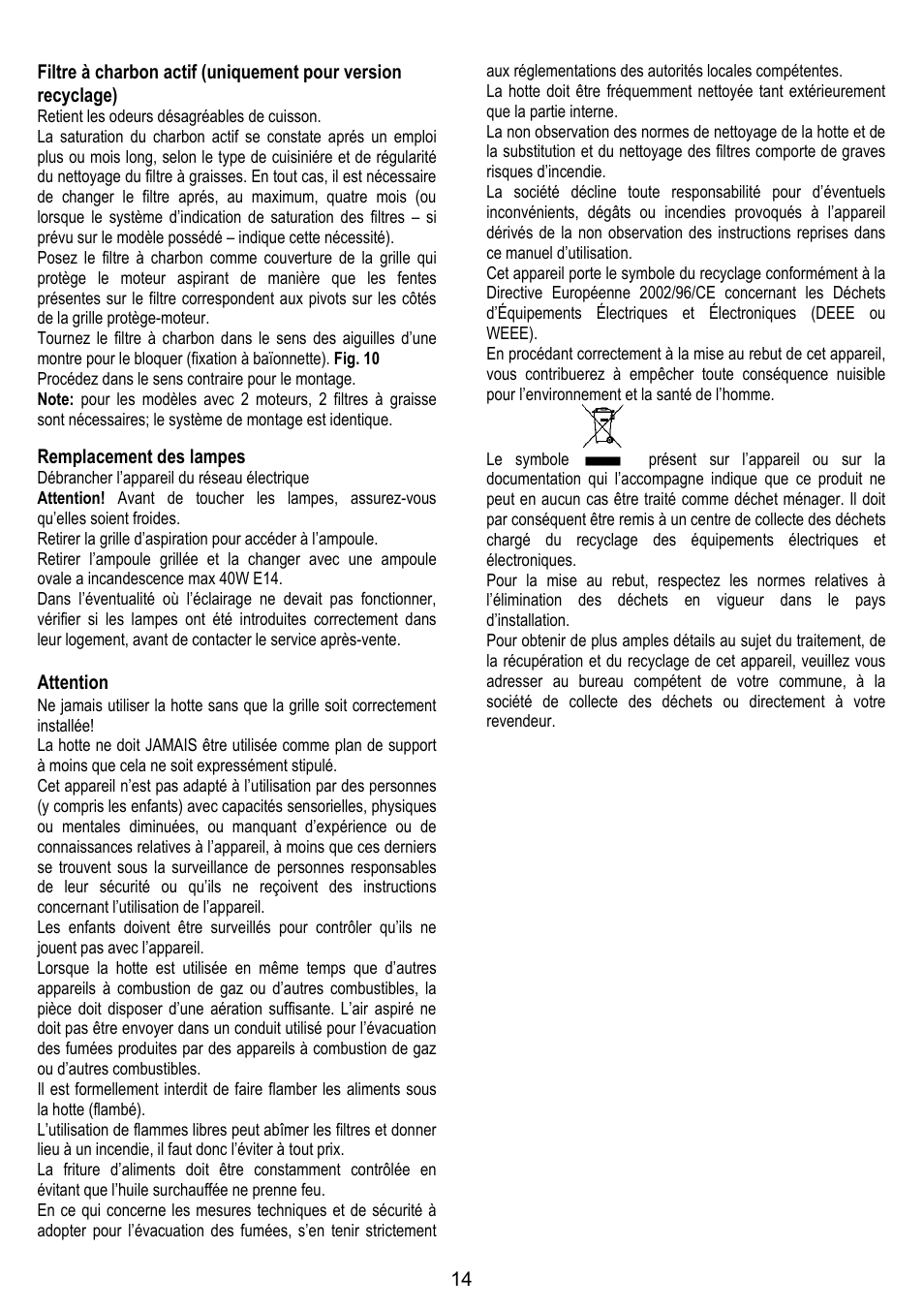 Candy CBP 62 W User Manual | Page 14 / 36