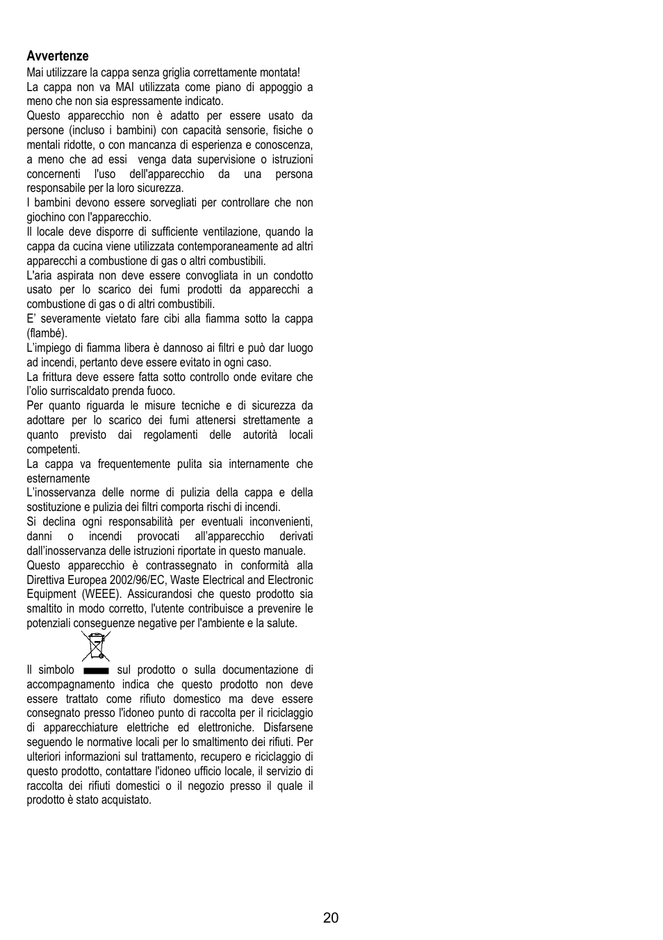 Candy CBP 62 W User Manual | Page 20 / 36