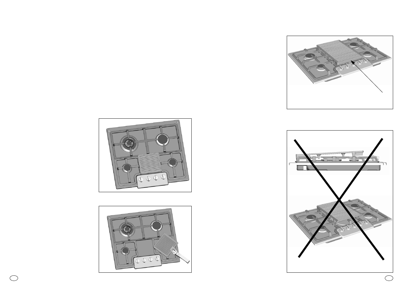 Instruções para utilizar a zona para grelhar, Instruções da grelha | Candy PG 750 S X User Manual | Page 32 / 33