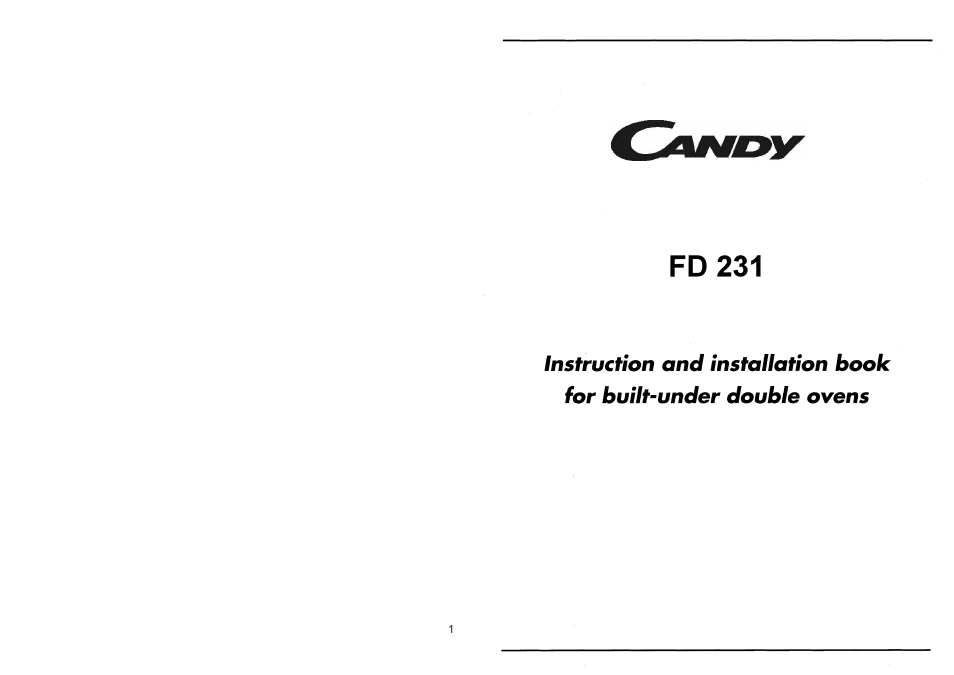 Candy FDP 231 X UK User Manual | 12 pages