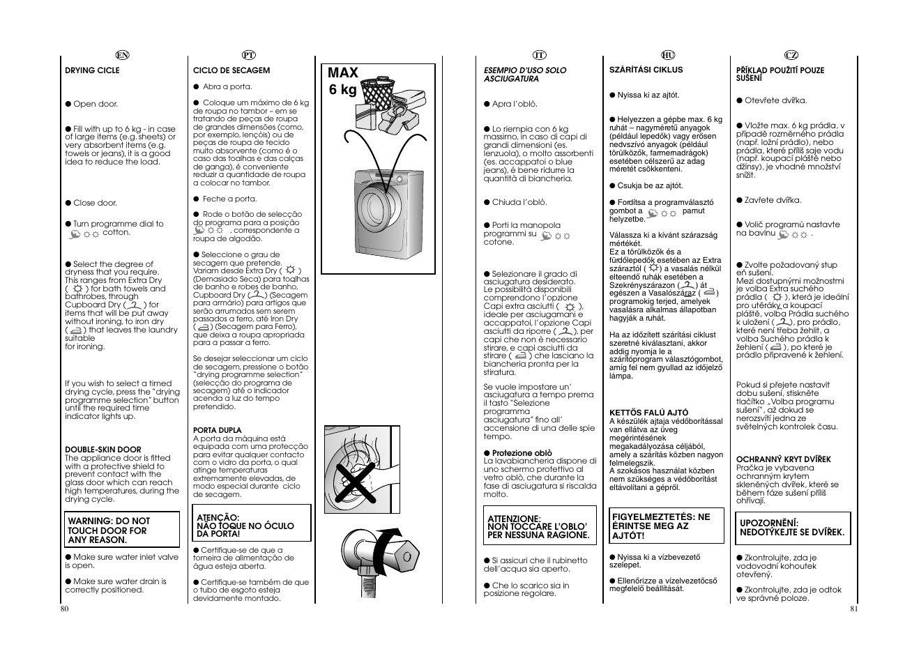 Max 6 kg | Candy EVOW 4963D-S User Manual | Page 41 / 53