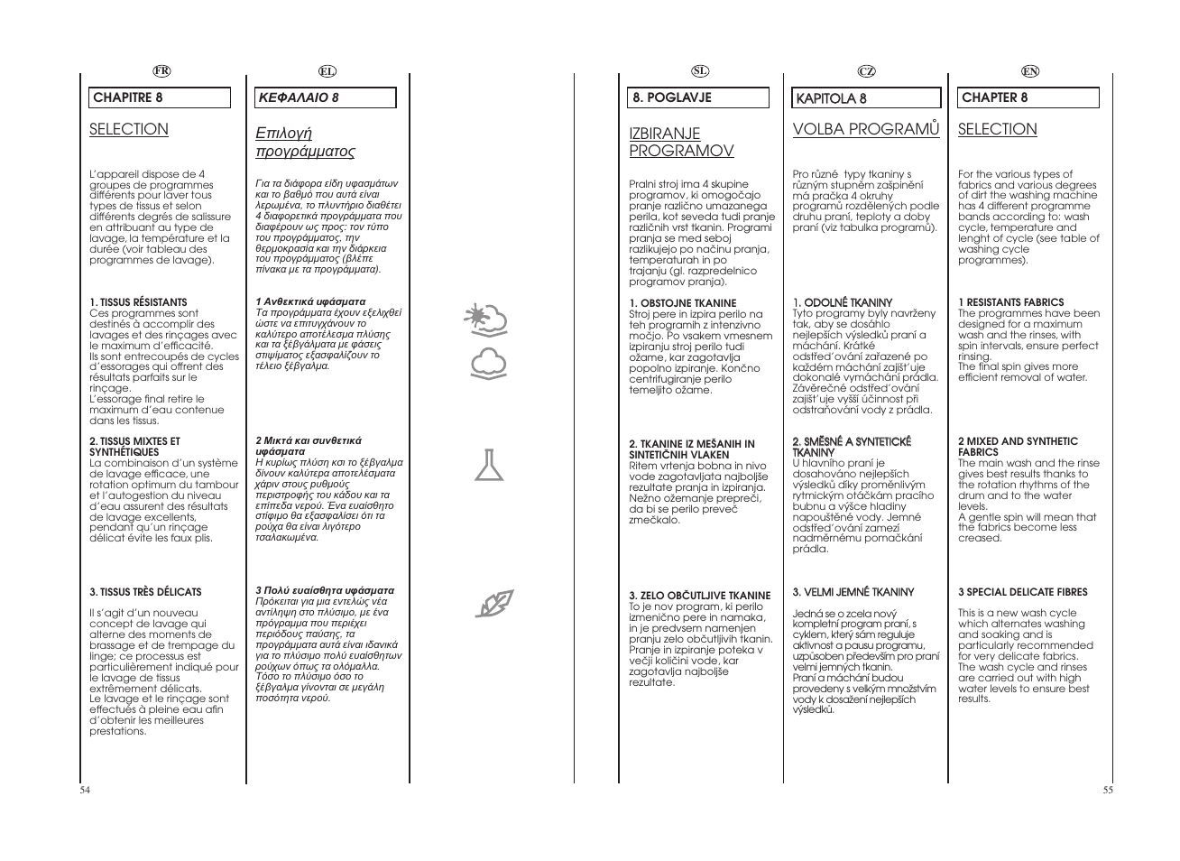 Selection, Volba programå, Izbiranje programov | Candy GO 1462D__1-36S User Manual | Page 28 / 41