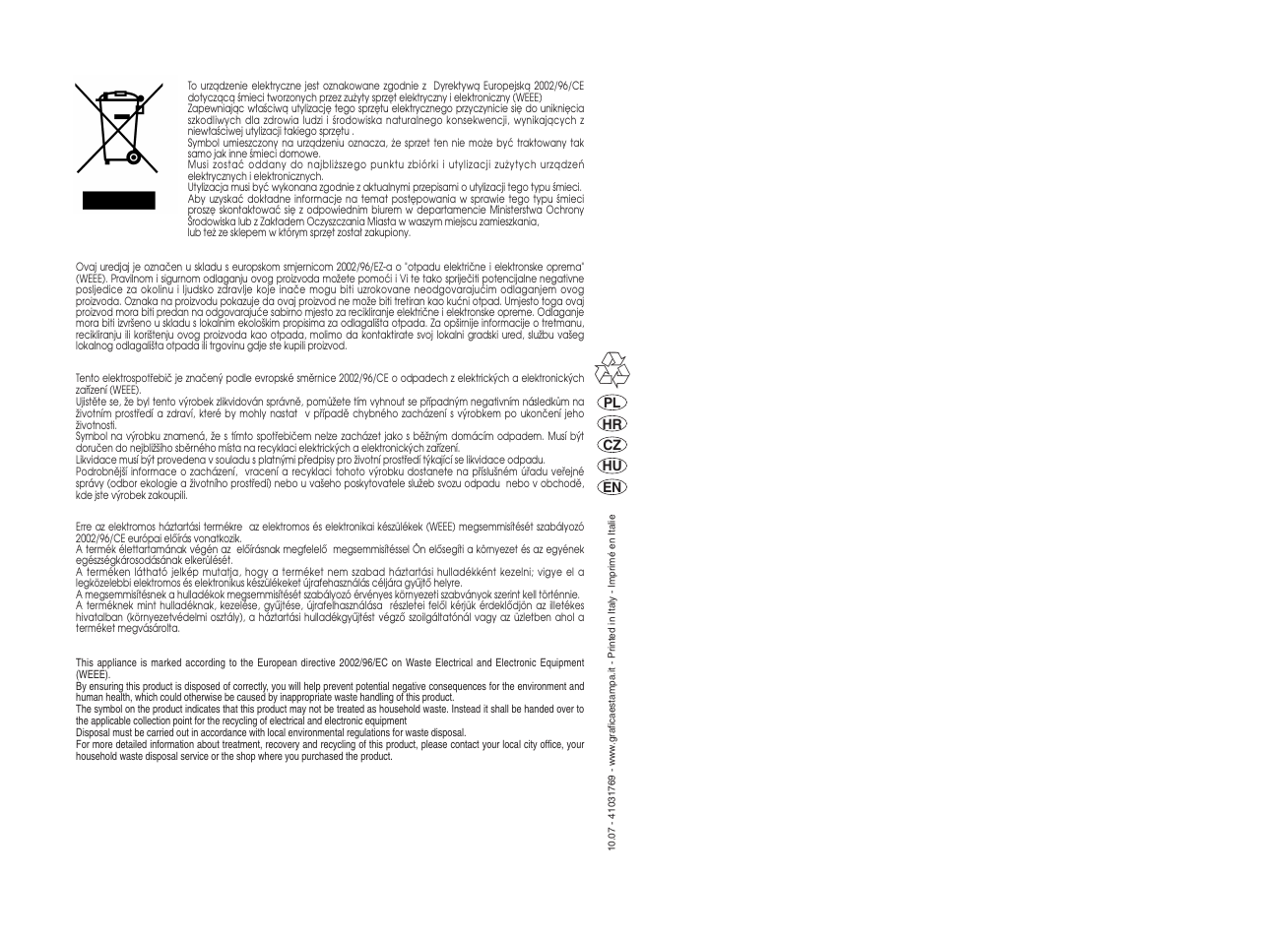 Candy COS 105DF-16S User Manual | Page 41 / 41