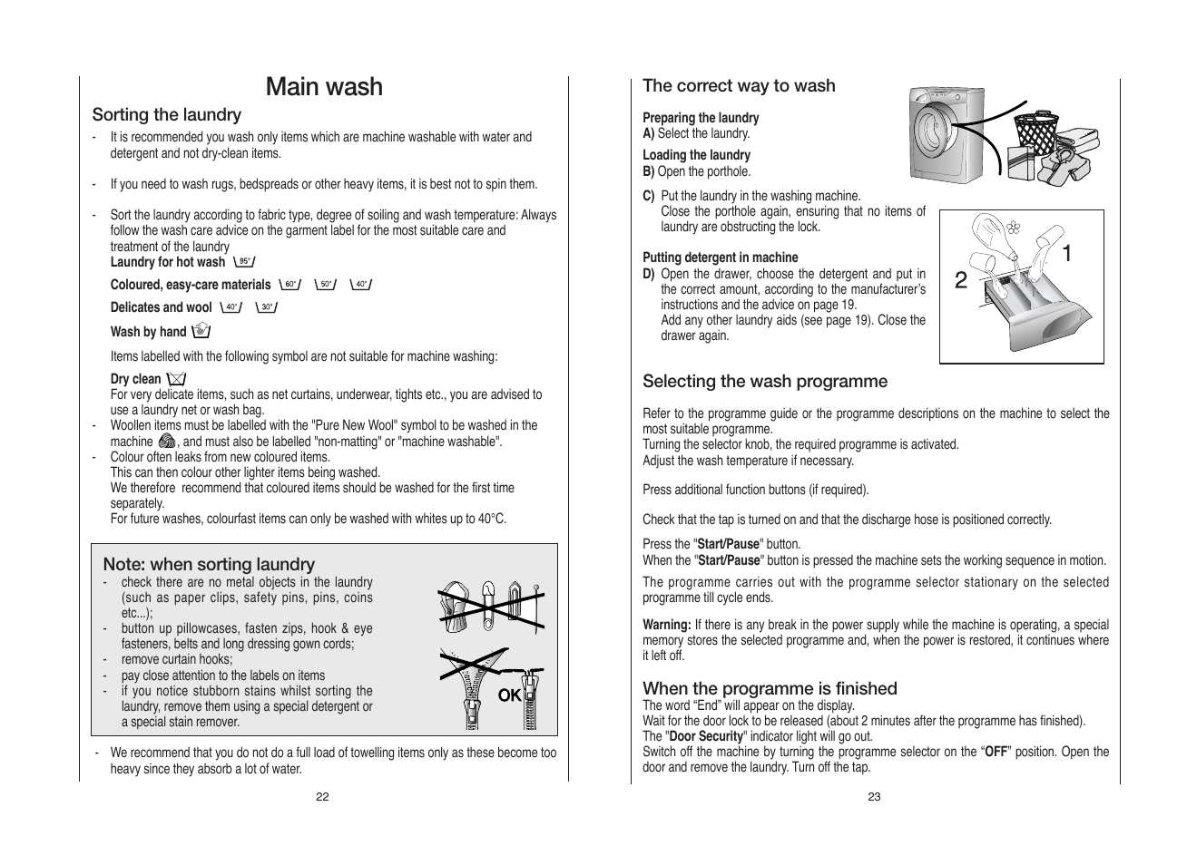 Main wash | Candy GO 1282D-UK User Manual | Page 12 / 17
