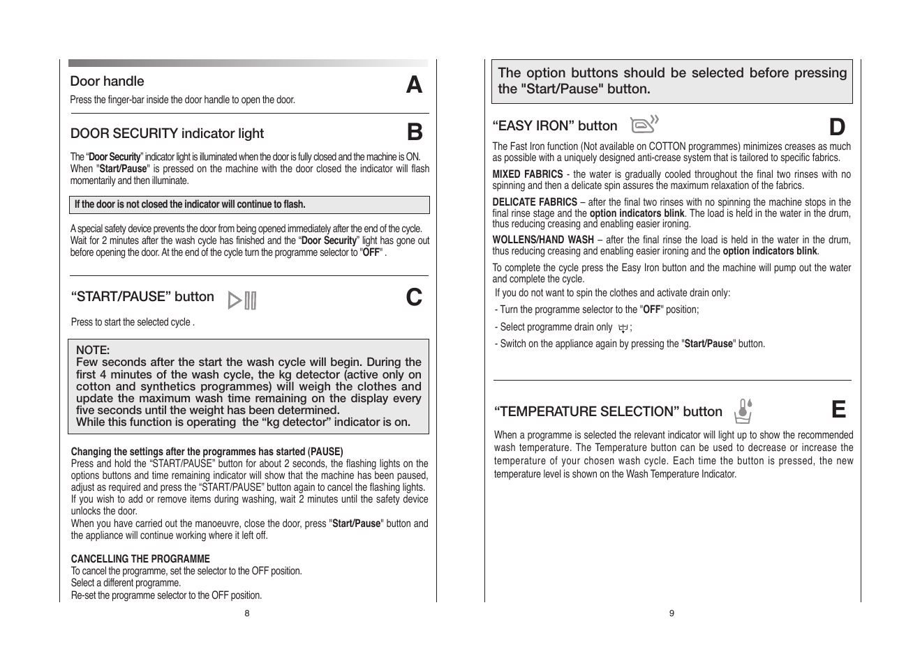 Candy GO 1282D-UK User Manual | Page 5 / 17