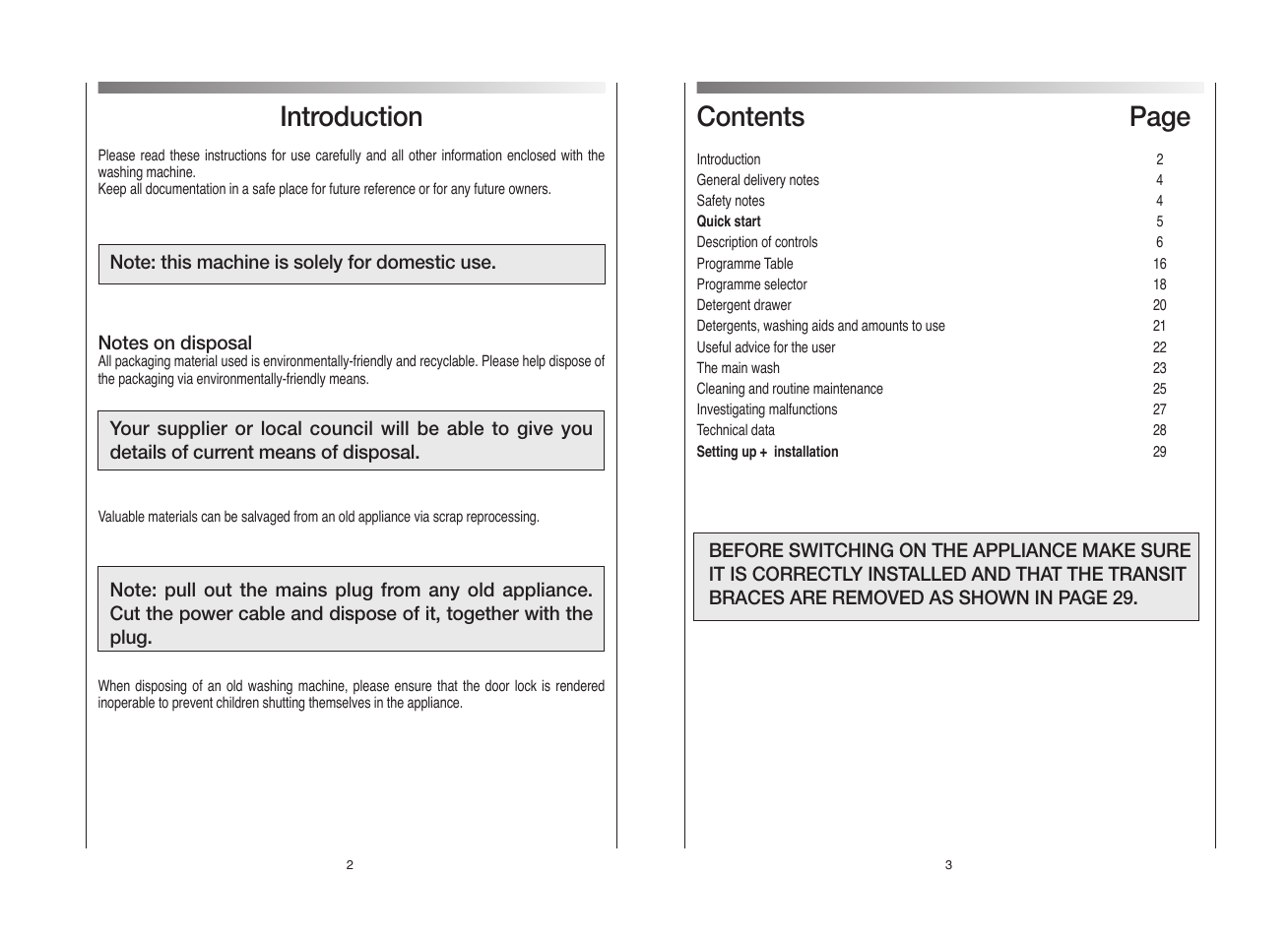 Contents page, Introduction | Candy GO L User Manual | Page 2 / 17