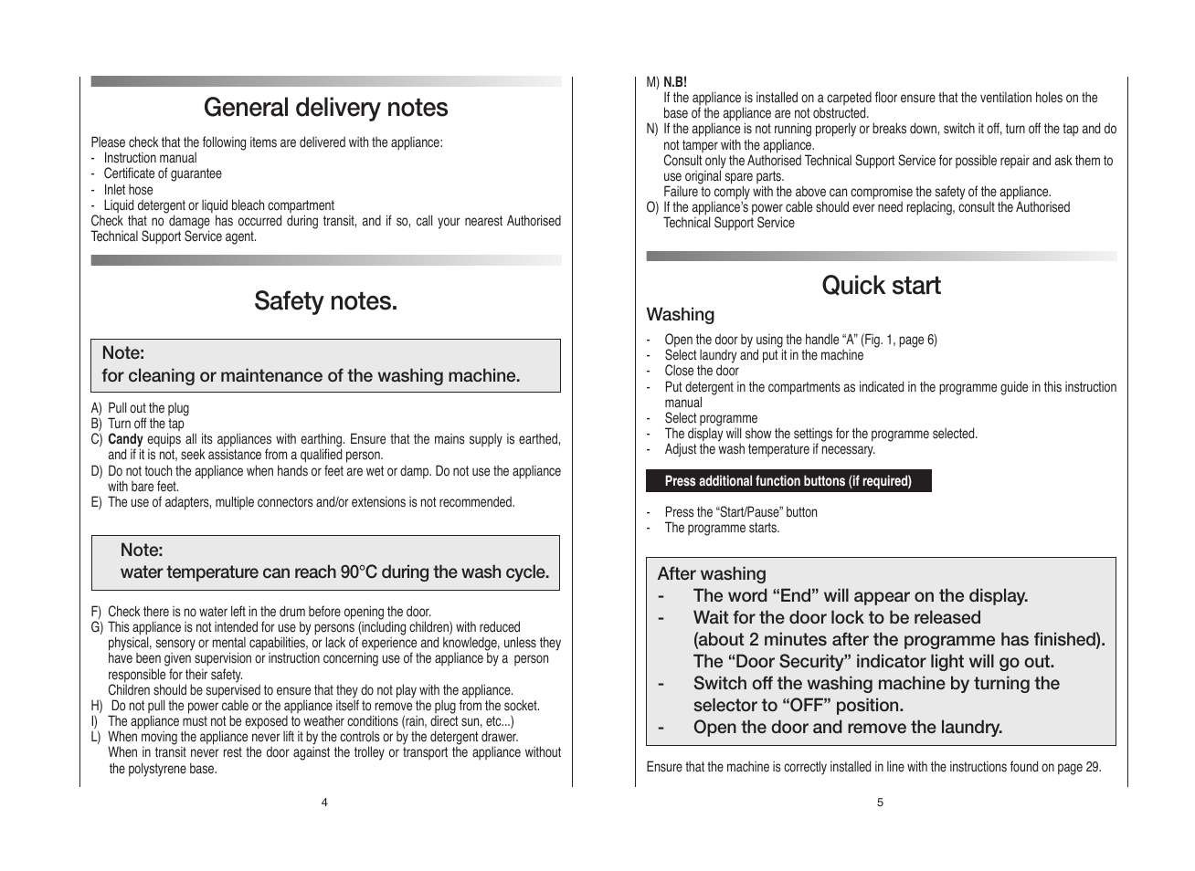 Quick start | Candy GO L User Manual | Page 3 / 17