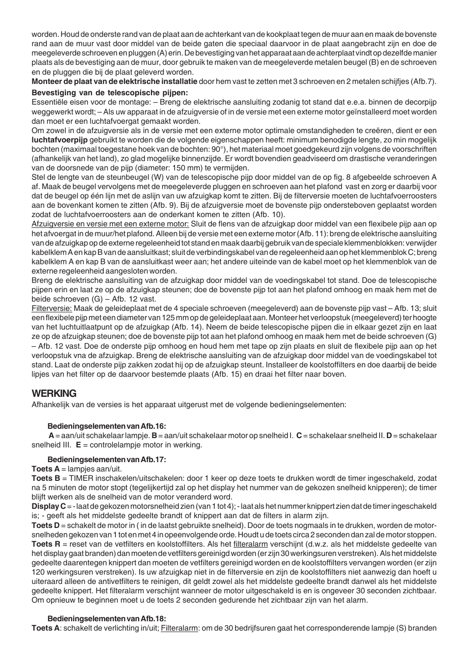 Werking | Candy CA CSDH 917 X User Manual | Page 17 / 24