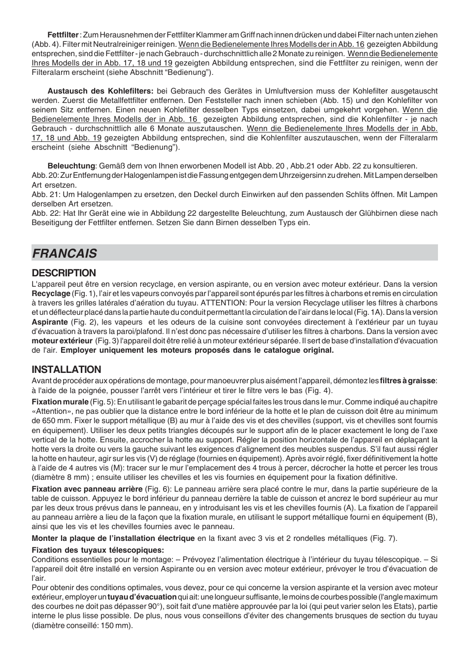 Francais | Candy CA CSDH 917 X User Manual | Page 7 / 24