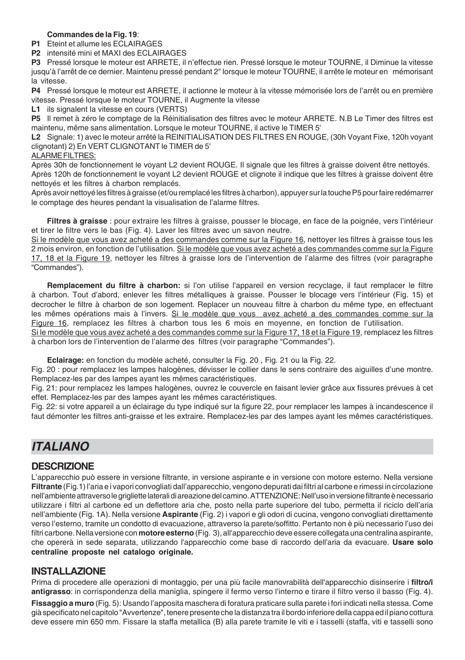 Italiano, Descrizione, Installazione | Candy CA CSDH 917 X User Manual | Page 9 / 24