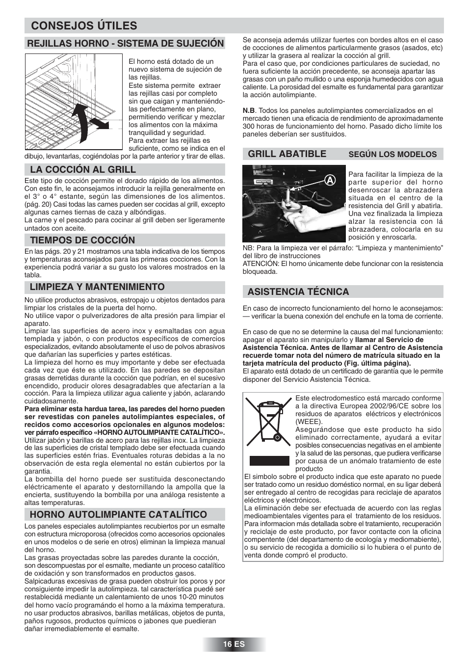 Consejos útiles | Candy FNP 612 X User Manual | Page 17 / 52