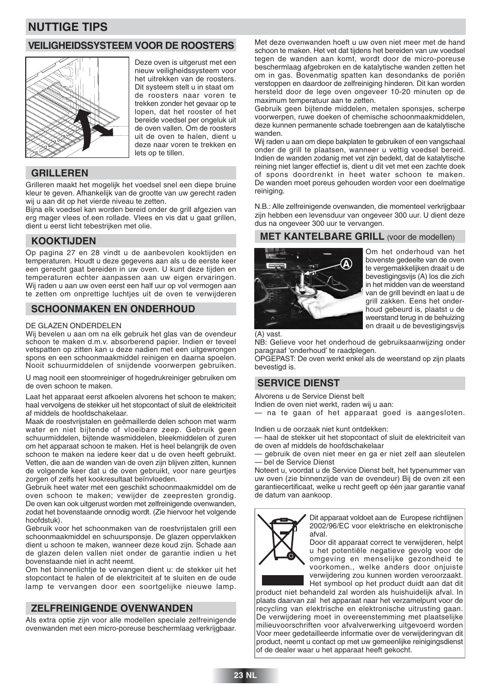 Nuttige tips | Candy FNP 612 X User Manual | Page 24 / 52