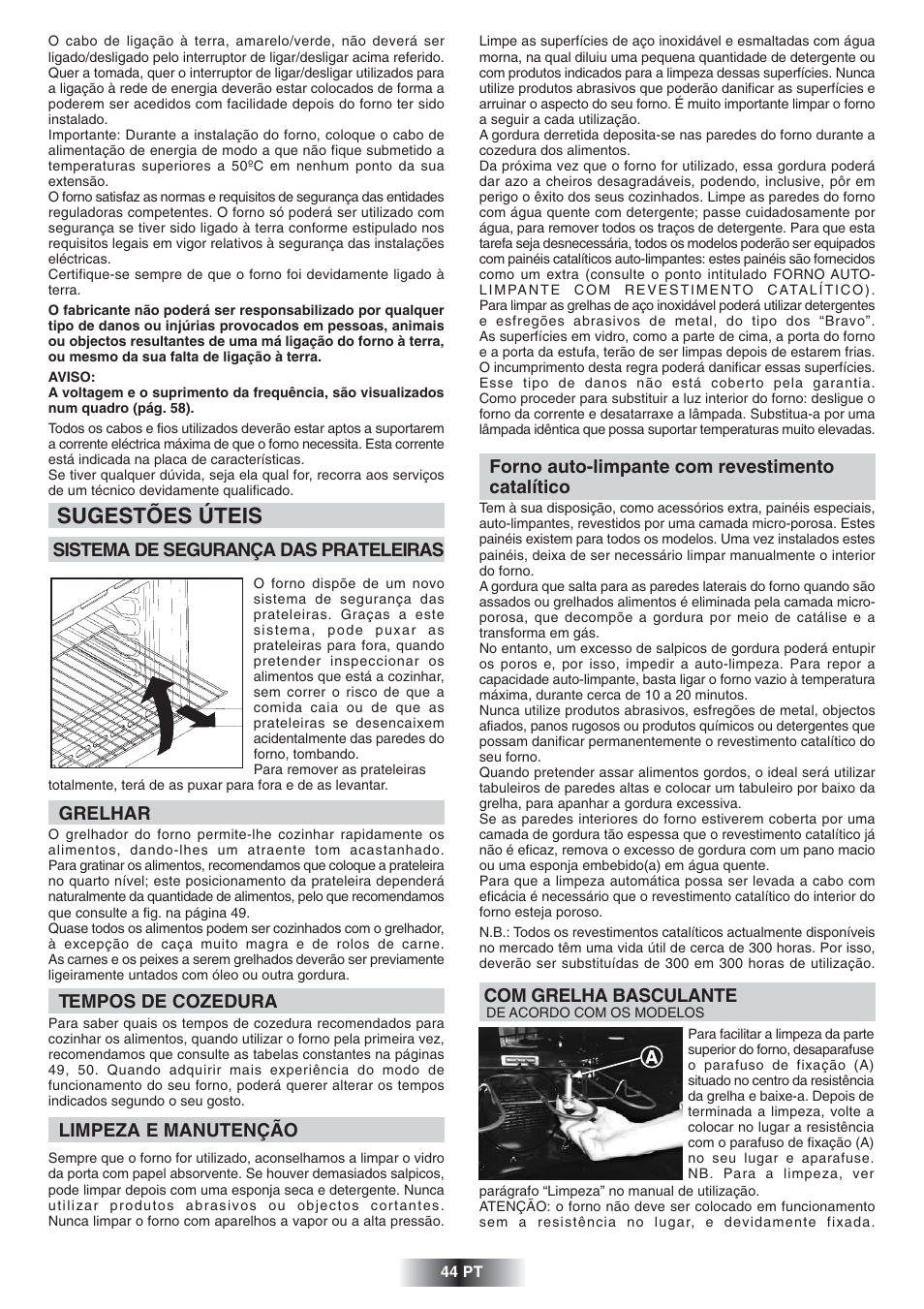 Sugestões úteis | Candy FNP 612 X User Manual | Page 45 / 52