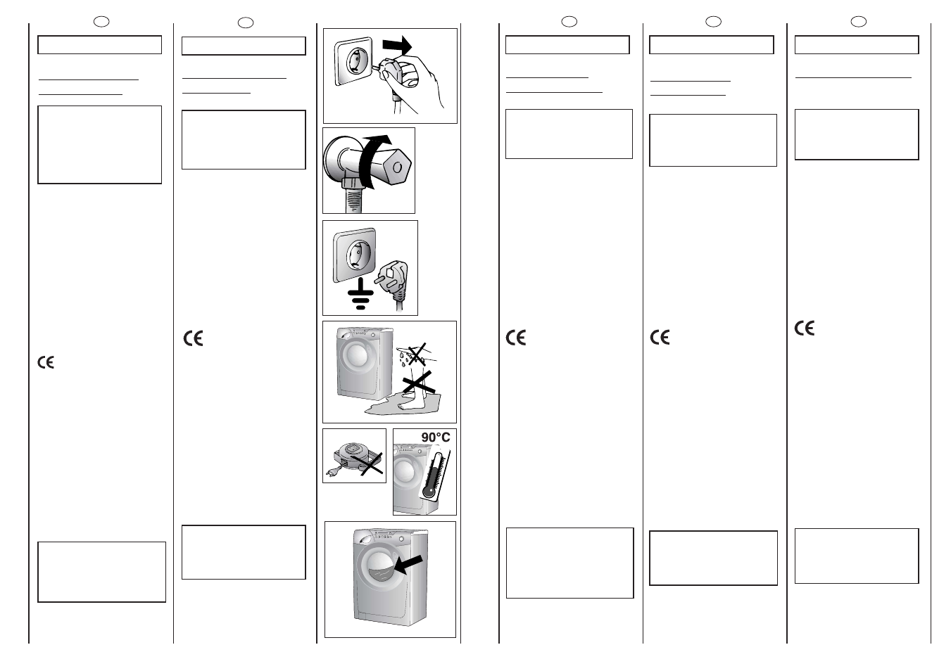 Prescrizioni di sicurezza, Sicherheits- vorschriften, Safety measures | Instruções de segurança, Normas de seguridad | Candy GO 1282D-37 User Manual | Page 6 / 41