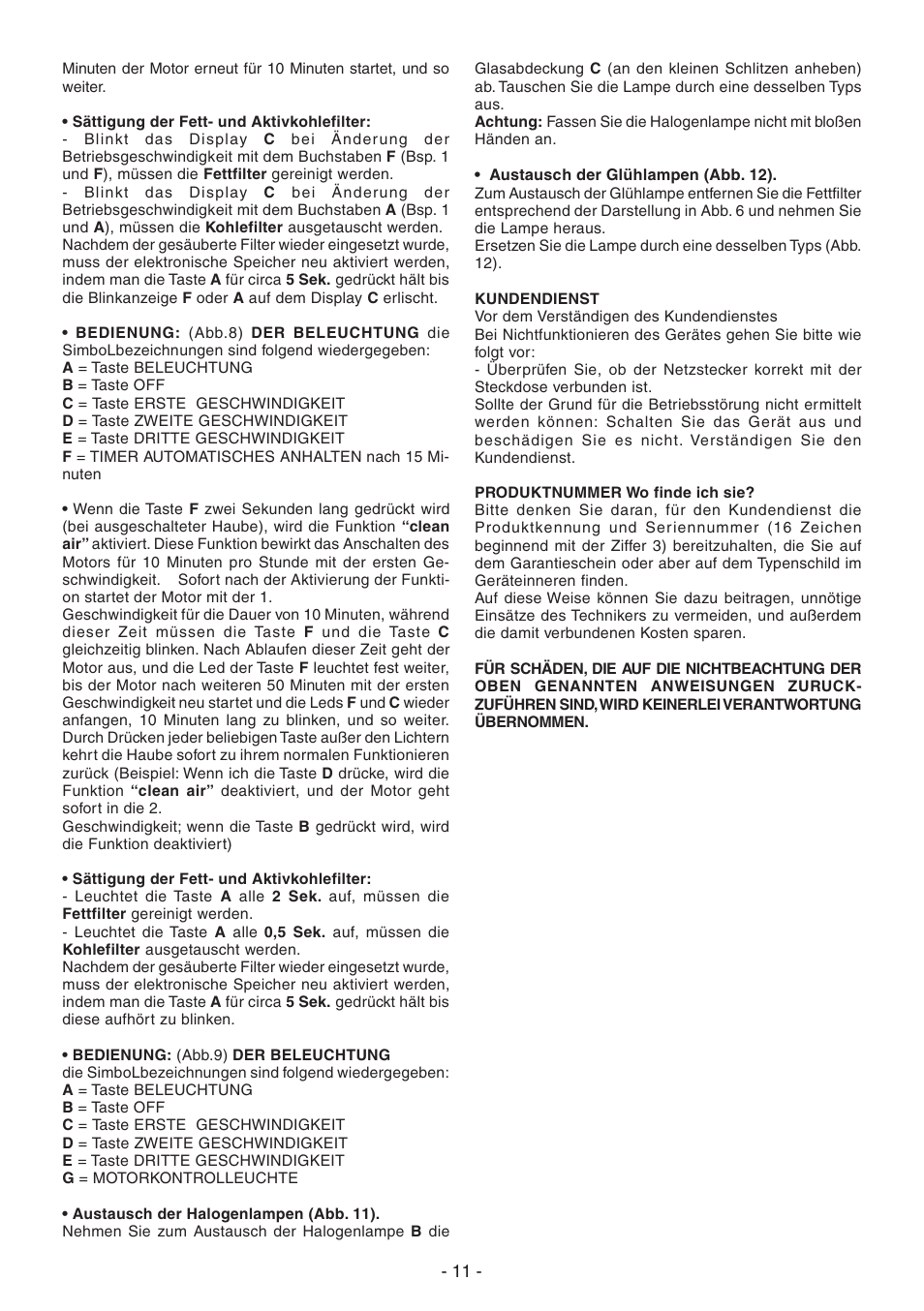 Candy CVM 95L X User Manual | Page 11 / 64